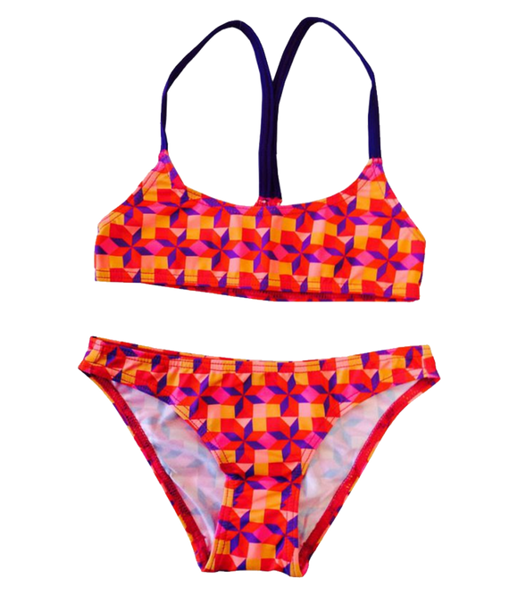 Women Swim Suit - Bikini Mini - Rombus (Print) - Top & Bottom