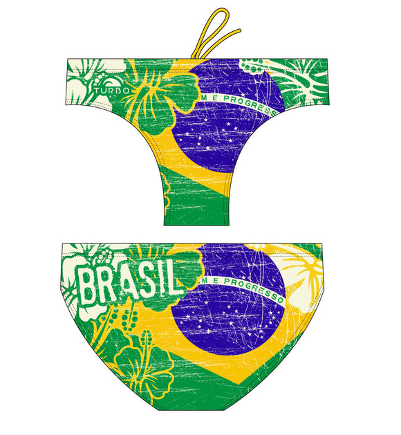 Men Swimming Trunks - Brazil Vintage 2013 (Yellow/Green)