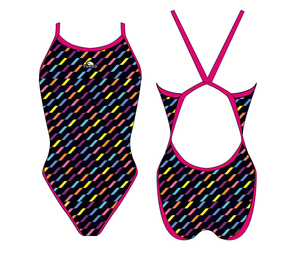 Women Swim Suit Revolution Thin Straps Fiesta (Black) Turbo Swim Asia