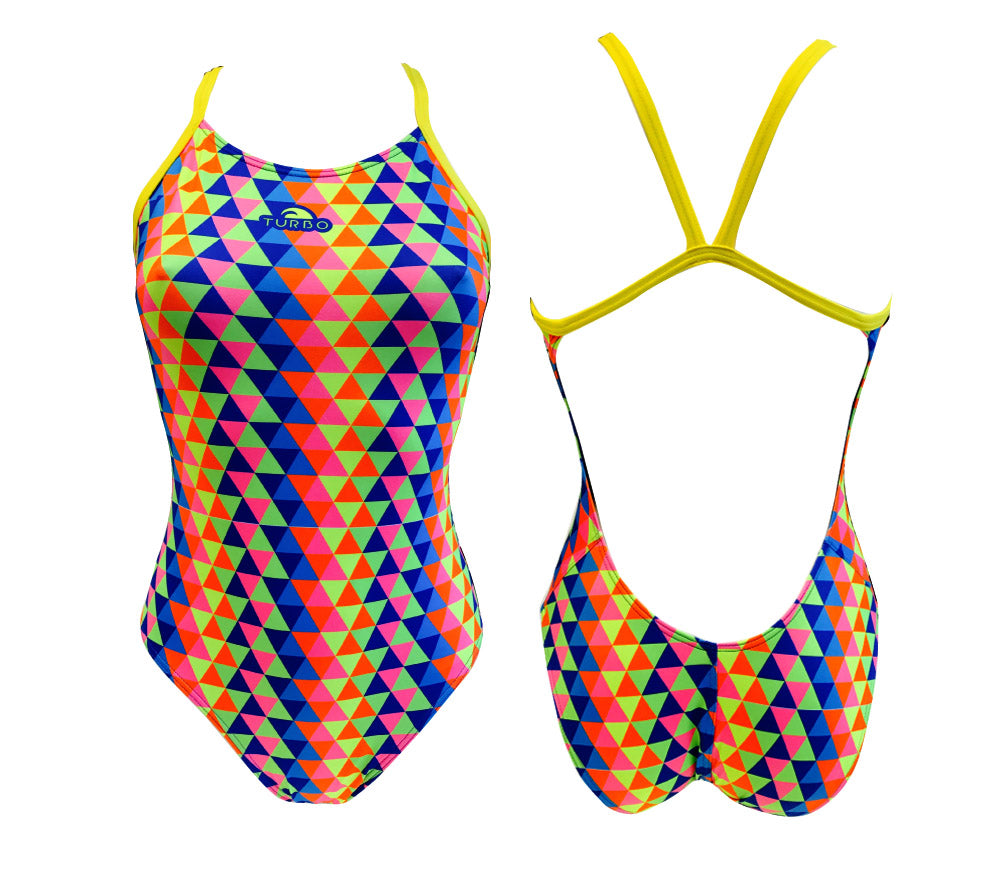 Girls Swim Suit Pro Racer Thin Straps Tridimension (Violet) Turbo