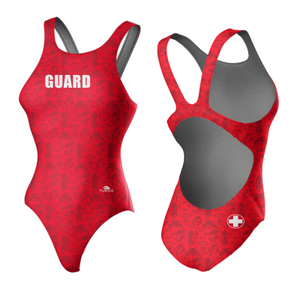 Women Swim Suit - Wide Straps - Plain Life Guard (Red)