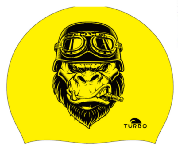 Swimming Cap - Suede Silicone Adult - Ride Gorilla (Yellow)