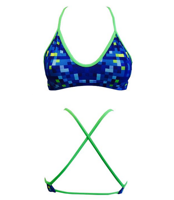 Women Swim Suit - Bikini - Pixel (Royal) - Top Only