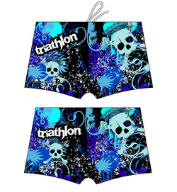 Men Boxer - Full Print - Triathlon Skulls (Navy)