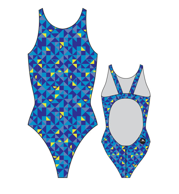 Girls Swim Suit - Wide Straps - Origami (Navy)