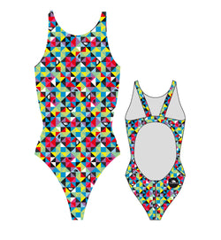 Girls Swim Suit - Wide Straps - Origami (Print)