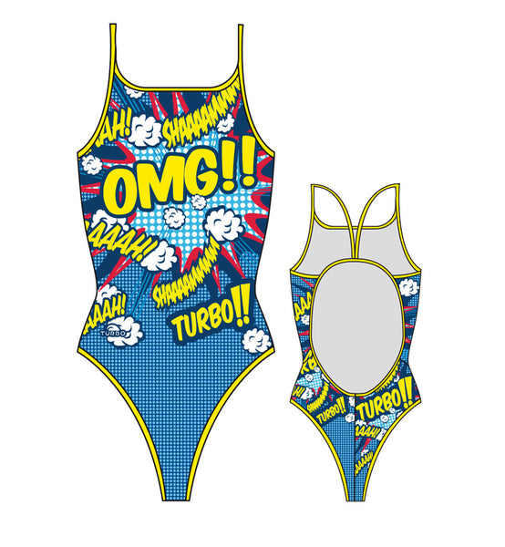 Girls Swim Suit - Thin Straps - Popstar OMG (Print)