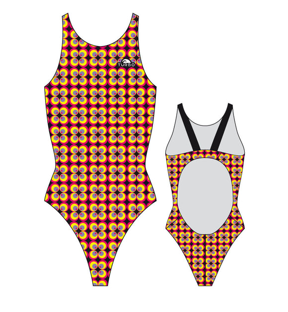 Women Swim Suit - Wide Straps - Flower 70 (Yellow/Pink)