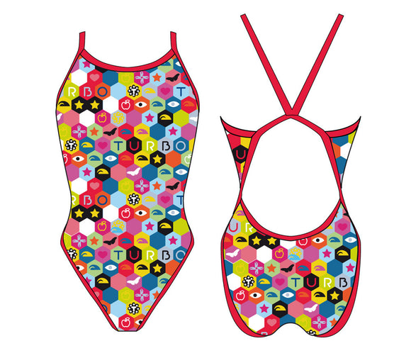 Women Swim Suit - Revolution Thin Straps - Hexa Flour (Print)