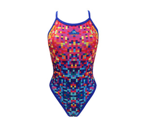Women Swim Suit - Revolution Thin Straps - Pixels (Print)
