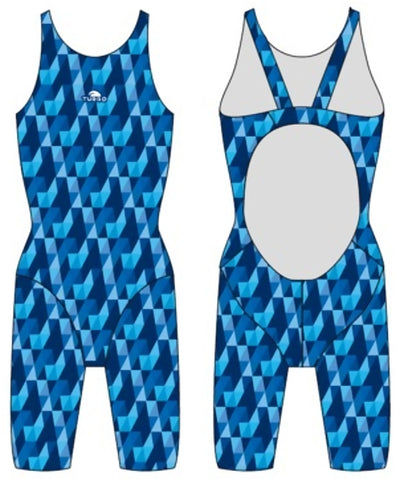 Girls Knee Suit - Wide Straps - Rain (Royal)