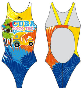 Girls Swim Suit - Wide Straps - Cuba Coco Taxi (Royal)
