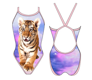Girls Swim Suit - Revolution Thin Straps - Tiger Cub (Violet)