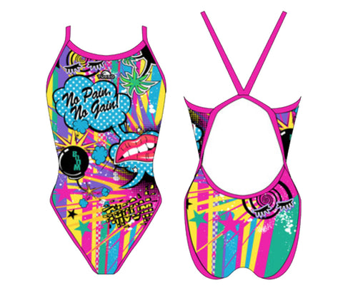 Girls Swim Suit - Revolution Thin Straps - Crazy Comic (Royal)