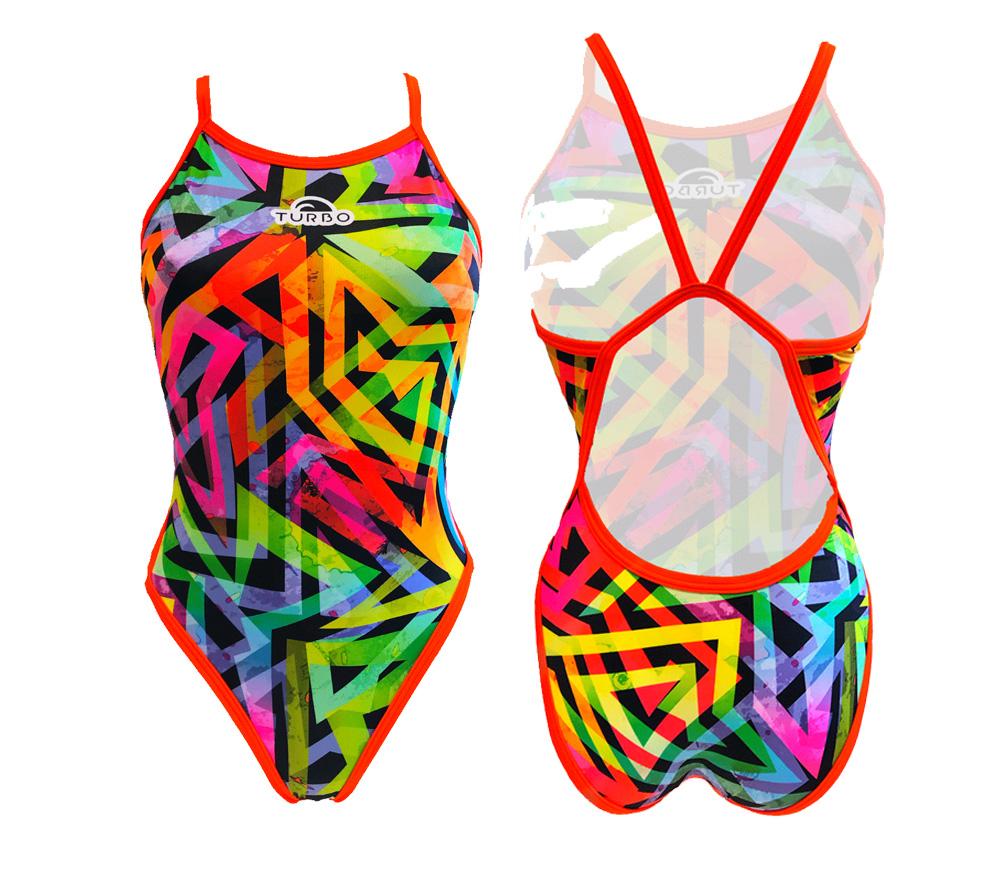 Girls Swim Suit Revolution Thin Straps Geoflu (Yellow) Turbo Swim