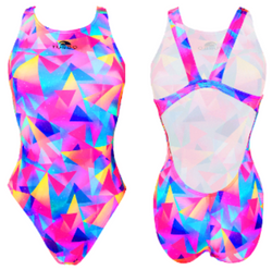 Women Swim Suit - Wide Straps - Geo Galaxy (Pink)