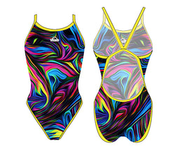 Women Swim Suit - Revolution Thin Straps - Pink River (Black)