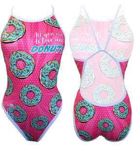 Women Swim Suit - Revolution Thin Straps - Comic Donut (Pink)