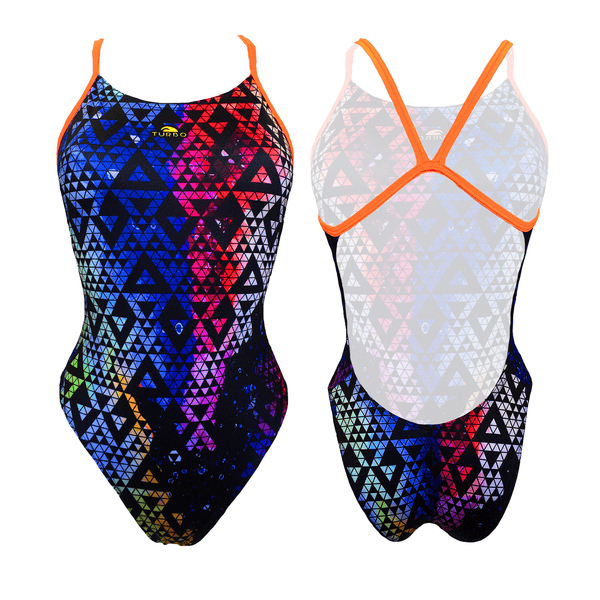 Girls Swim Suit - Patron Teen Thin Straps - Galaxia (Orange)