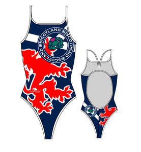 Girls Swim Suit - Thin Straps - Scotland (Navy & Red)