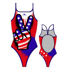 Girls Swim Suit - Thin Straps - Victory (Red & Royal)