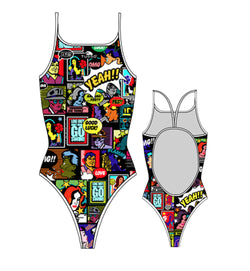 Girls Swim Suit - Thin Straps - Yeah! Comic (Print)