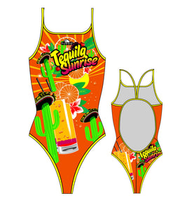Girls Swim Suit - Thin Straps - Tequila Sunrise (Orange)