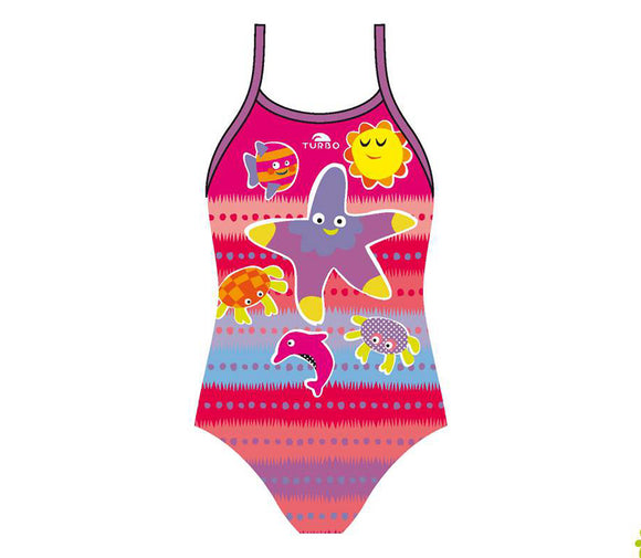 Girls Swim Suit - Happy Kids - Sea Friends (Print)