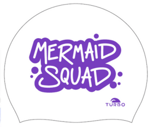 Swimming Cap - Suede Silicone Adult - Mermaid Squad (White)